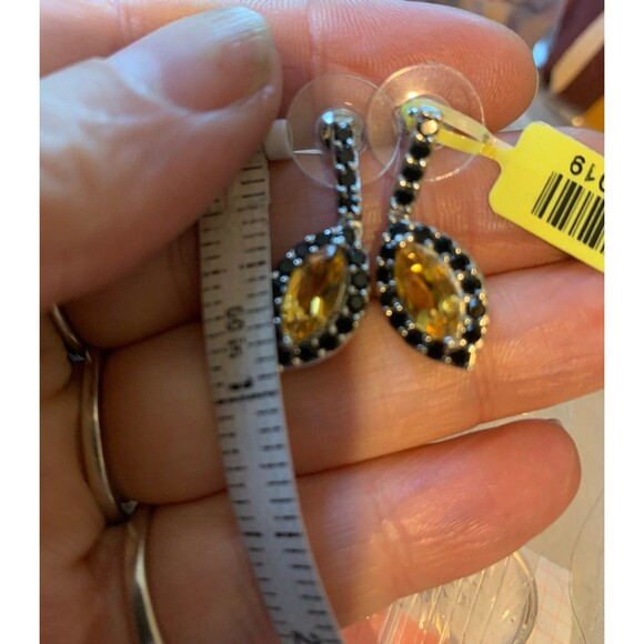 Sterling silver citrine and onyx (or black spinel) earrings NWT - Picture 7 of 9
